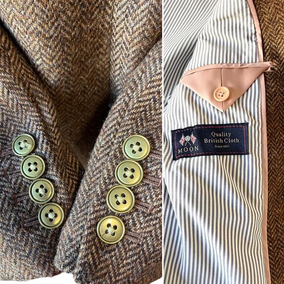 J.Crew Bristol Double Breasted Blazer Jacket Herringbone Wool Brown Size 8 - Picture 5 of 10